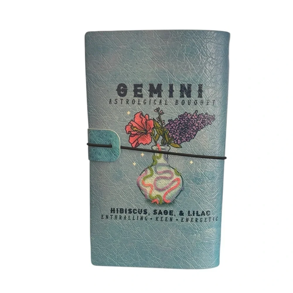 Travelers Notebook Journal Refillable Faux Leather A3 Zodiac Gemini Blue